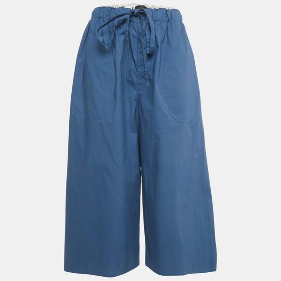 Loewe Blue Cotton Raw Edge Detail Wide Leg Trousers S